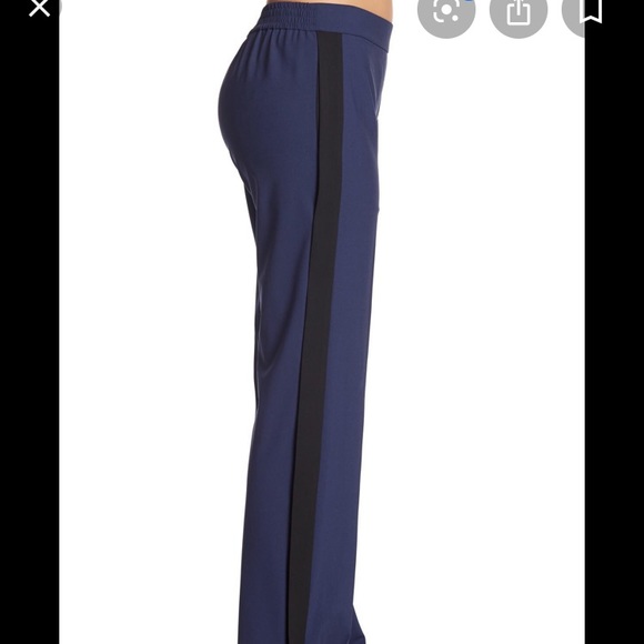 THEORY • blue and black stripe snap dress pull on pant nwt - Picture 7 of 16